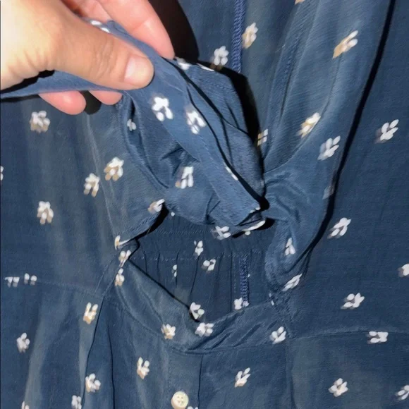 Faithfull the Brand Dark Teal Midi Dress with White Floral Pattern - Picture 4 of 7